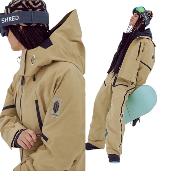 New FP MOVEMENT by Free People Zephyr Packable Ski Shell Jacket Antelope Combo M - Picture 11 of 11